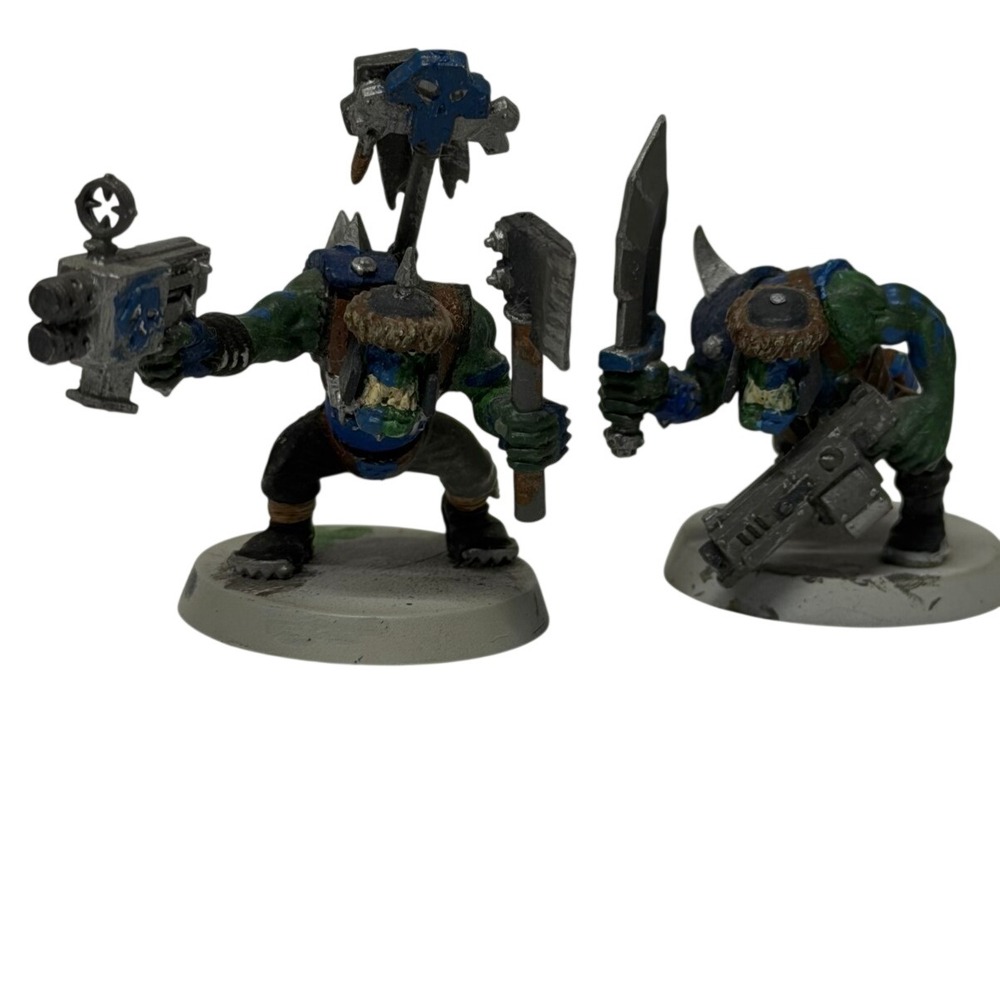 Warhammer 40k Ork Boyz Miniatures Blue Hand Painted Tabletop Gaming Figures 2pc